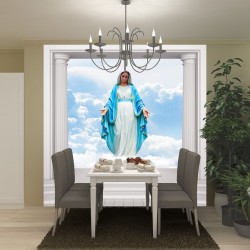 Wall mural statue of Mary in columns