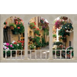 Wallpapers mural terrace overlooking ornaments retro street