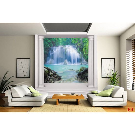 Wallpapers mural classic columns with a beautiful waterfall Wallpapers mural classic columns with a beautiful waterfall