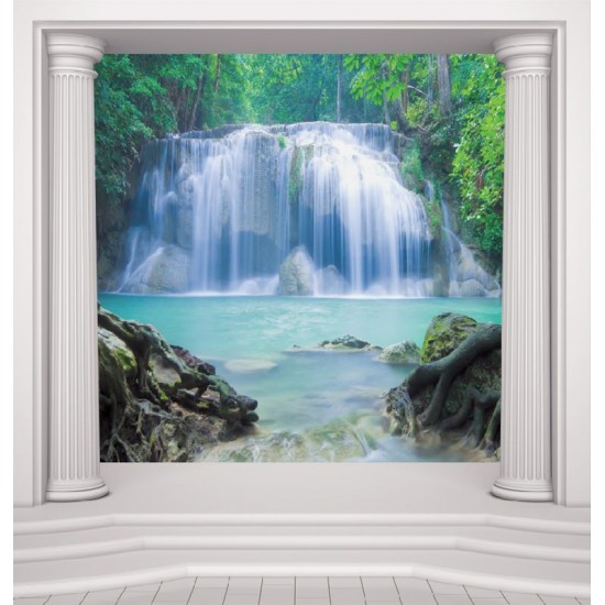 Wallpapers mural classic columns with a beautiful waterfall Wallpapers mural classic columns with a beautiful waterfall