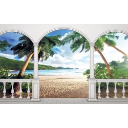 Wallpapers mural terrace view with palms Wallpapers mural terrace view with palms