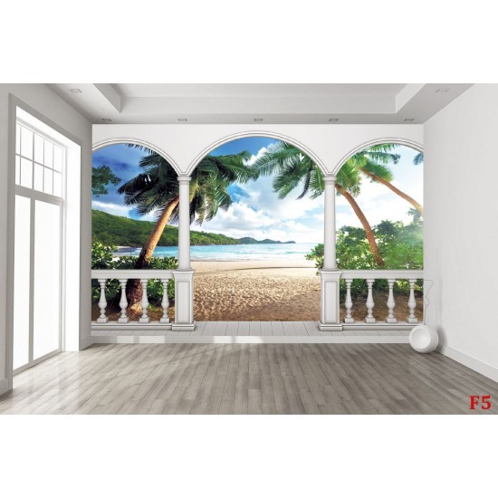 Wallpapers mural terrace view with palms Wallpapers mural terrace view with palms