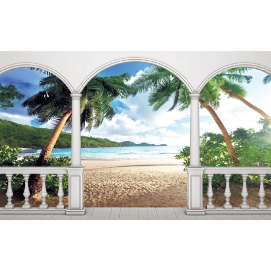 Wallpapers mural terrace view with palms Wallpapers mural terrace view with palms