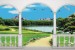 Wallpaper 3D beautiful lake view terrace