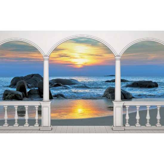 Wallpaper sea sunset with columns in 2 models Wallpaper sea sunset with columns in 2 models