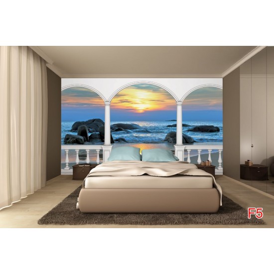 Wallpaper sea sunset with columns in 2 models Wallpaper sea sunset with columns in 2 models
