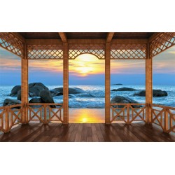 Wallpaper sea sunset with columns in 2 models