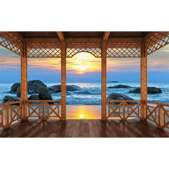 Wallpaper sea sunset with columns in 2 models Wallpaper sea sunset with columns in 2 models