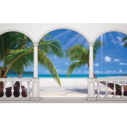 Wallpaper terrace with sunny palms Wallpaper terrace with sunny palms