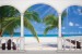 Wallpaper terrace with sunny palms