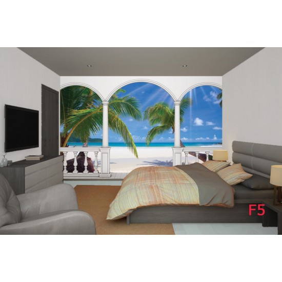 Wallpaper terrace with sunny palms Wallpaper terrace with sunny palms