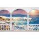 Wallpaper seashore with waves in sunset terrace view Wallpaper seashore with waves in sunset terrace view