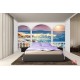 Wallpaper seashore with waves in sunset terrace view Wallpaper seashore with waves in sunset terrace view