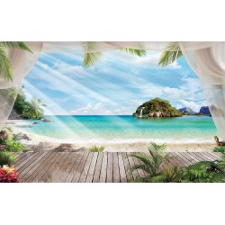 Wallpapers mural 3d view terrace and islands flora