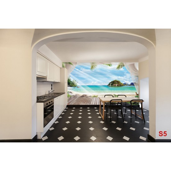 Wallpapers mural 3d view terrace and islands flora Wallpapers mural 3d view terrace and islands flora