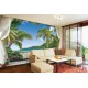 Wallpapers mural 3d view terrace with palm trees and lilac Wallpapers mural 3d view terrace with palm trees and lilac