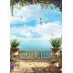 Wallpapers 3d beautiful sea terrace with colorful flowers