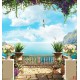 Wallpapers 3d beautiful sea terrace with colorful flowers