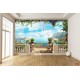 Wallpapers 3d beautiful sea terrace with colorful flowers