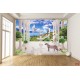 Wallpapers mural 3d seascape kolonoda with leopard