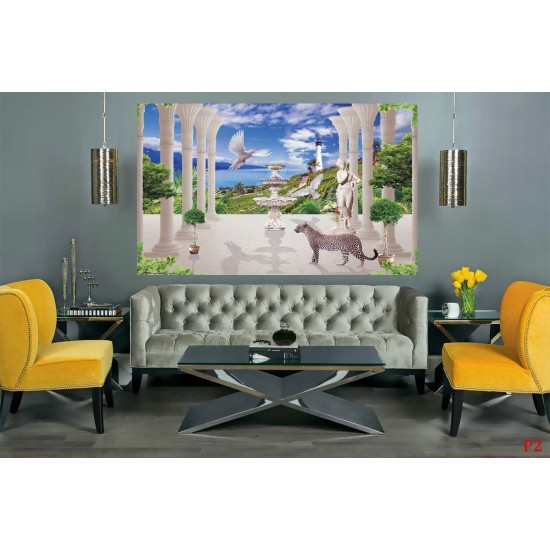 Wallpapers mural 3d seascape kolonoda with leopard