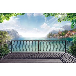 Wallpapers beautiful view over the metal parapet with coastal town