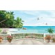 Wallpapers 3d seaview palms over railing Wallpapers 3d seaview palms over railing