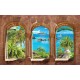 Wallpapers 3d sea view with palm trees overlooking stone arches