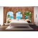 Wallpapers 3d sea view overlooking boat stone arches Wallpapers 3d sea view overlooking boat stone arches