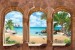 Wallpapers 3d sea view overlooking boat stone arches