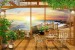 Wallpapers mural 3d-view wooden porch bridge on the beach and a table