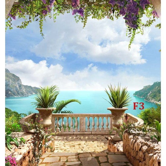 Wallpapers mural romantic sea view from the balcony with veils Wallpapers mural romantic sea view from the balcony with veils