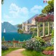 Wallpapers mural Mediterranean view with colonnade and villa Wallpapers mural Mediterranean view with colonnade and villa