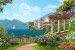 Wallpapers mural Mediterranean view with colonnade and villa