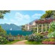 Wallpapers mural Mediterranean view with colonnade and villa Wallpapers mural Mediterranean view with colonnade and villa