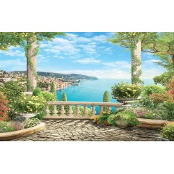 Photo wallpaper unique view beautiful seascape and flowers