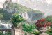 Photo mural terrace with beautiful views of the castle and waterfall