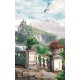Photo mural terrace with beautiful views of the castle and waterfall