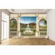 Wallpapers 3d great view of the garden with a fountain in columns Wallpapers 3d great view of the garden with a fountain in columns