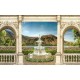 Wallpapers 3d great view of the garden with a fountain in columns Wallpapers 3d great view of the garden with a fountain in columns