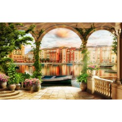 Wallpapers 3d view of Venice in columns with ivy