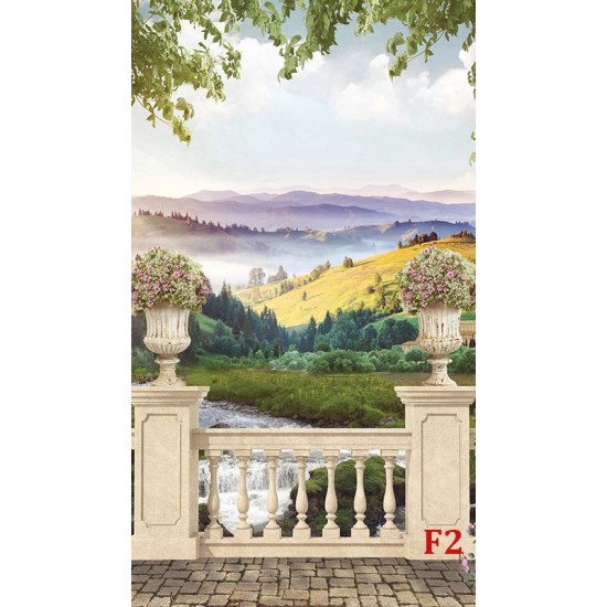 Photo mural spectacular view from a railing of Tuscan fields