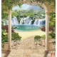 Wallpapers beautiful view of waterfalls through columns Wallpapers beautiful view of waterfalls through columns