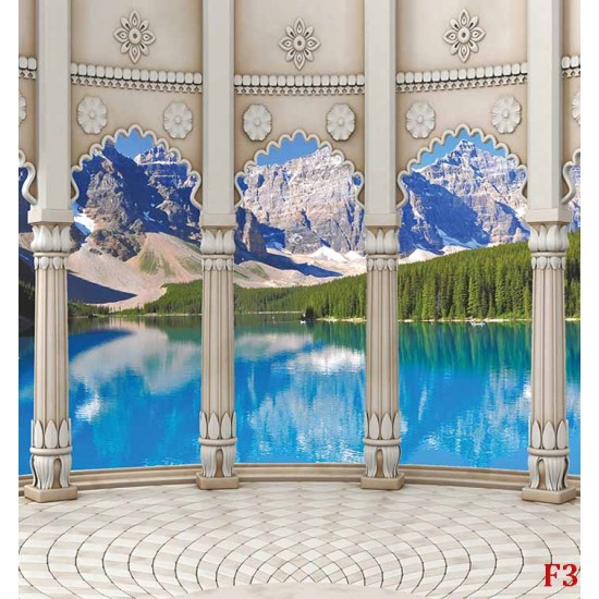 Photo mural natural landscape classic columns on a mountain lake Photo mural natural landscape classic columns on a mountain lake