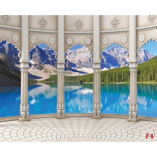 Photo mural natural landscape classic columns on a mountain lake Photo mural natural landscape classic columns on a mountain lake