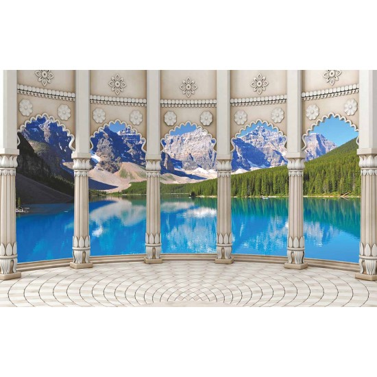 Photo mural natural landscape classic columns on a mountain lake Photo mural natural landscape classic columns on a mountain lake