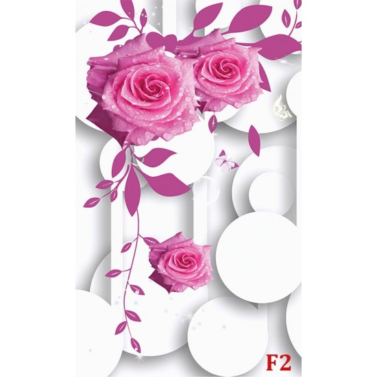 Wall murals 3D model with roses and circles white background  2 colors