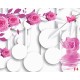 Wall murals 3D model with roses and circles white background  2 colors