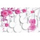 Wall murals 3D model with roses and circles white background  2 colors