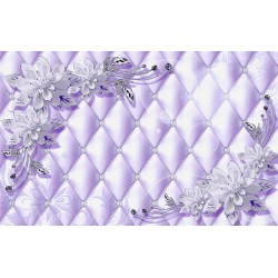 Wall murals 3D flowers and leather effect with crystals in 2 versions
